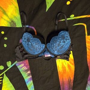 La Senza Black and Blue Lace Bra